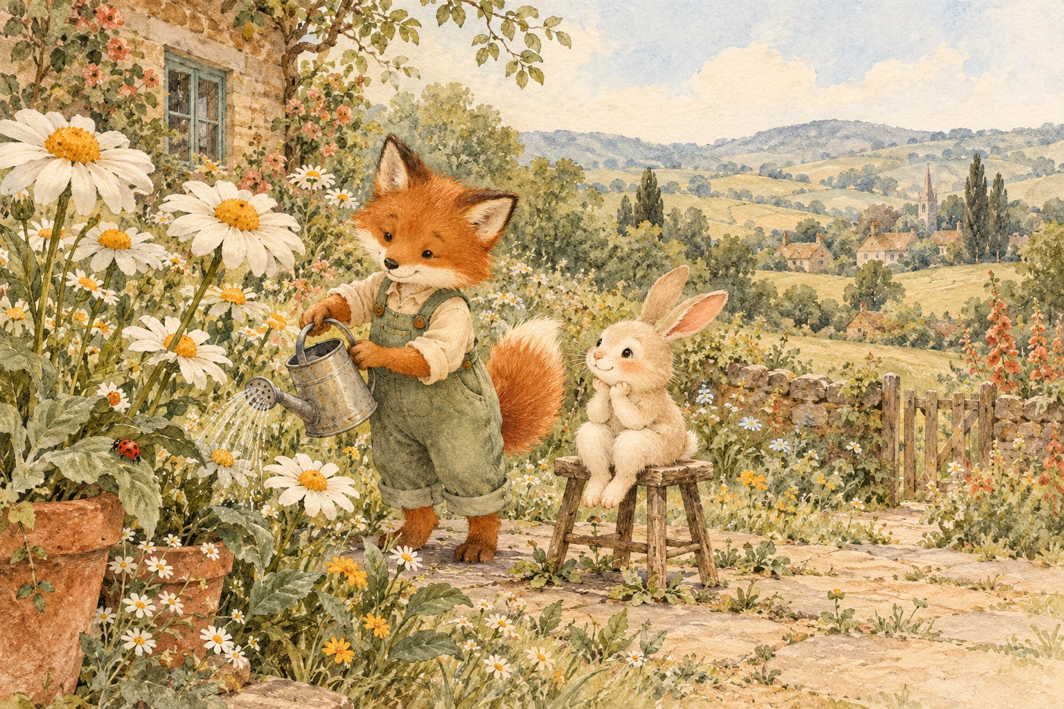 A small garden, a big adventure — Watercolor illustration