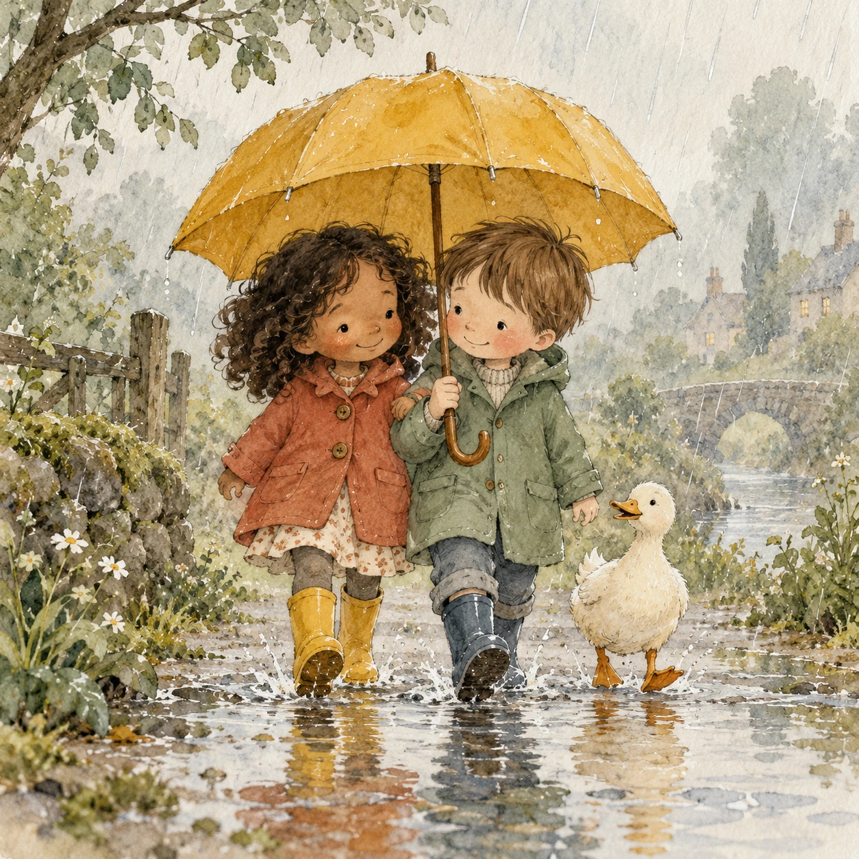 Room for one more under here — Watercolor illustration